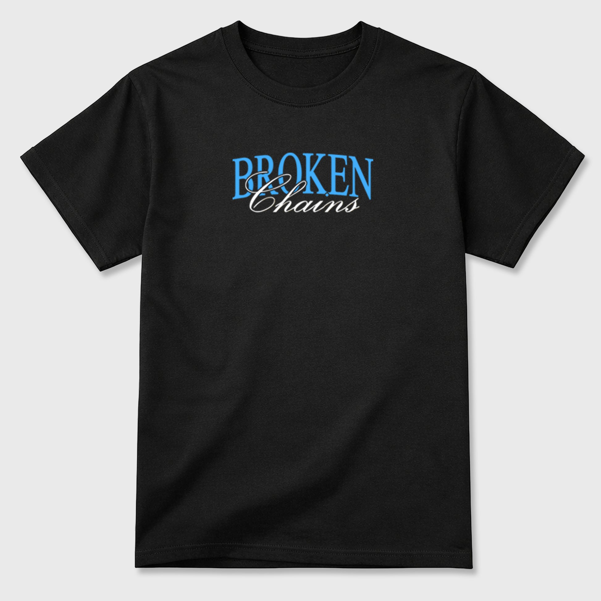 Broken Chains sneaker match t-shirt styled to complete your fit with the sneakers, front and Back Graphic Tee, shown in Black.