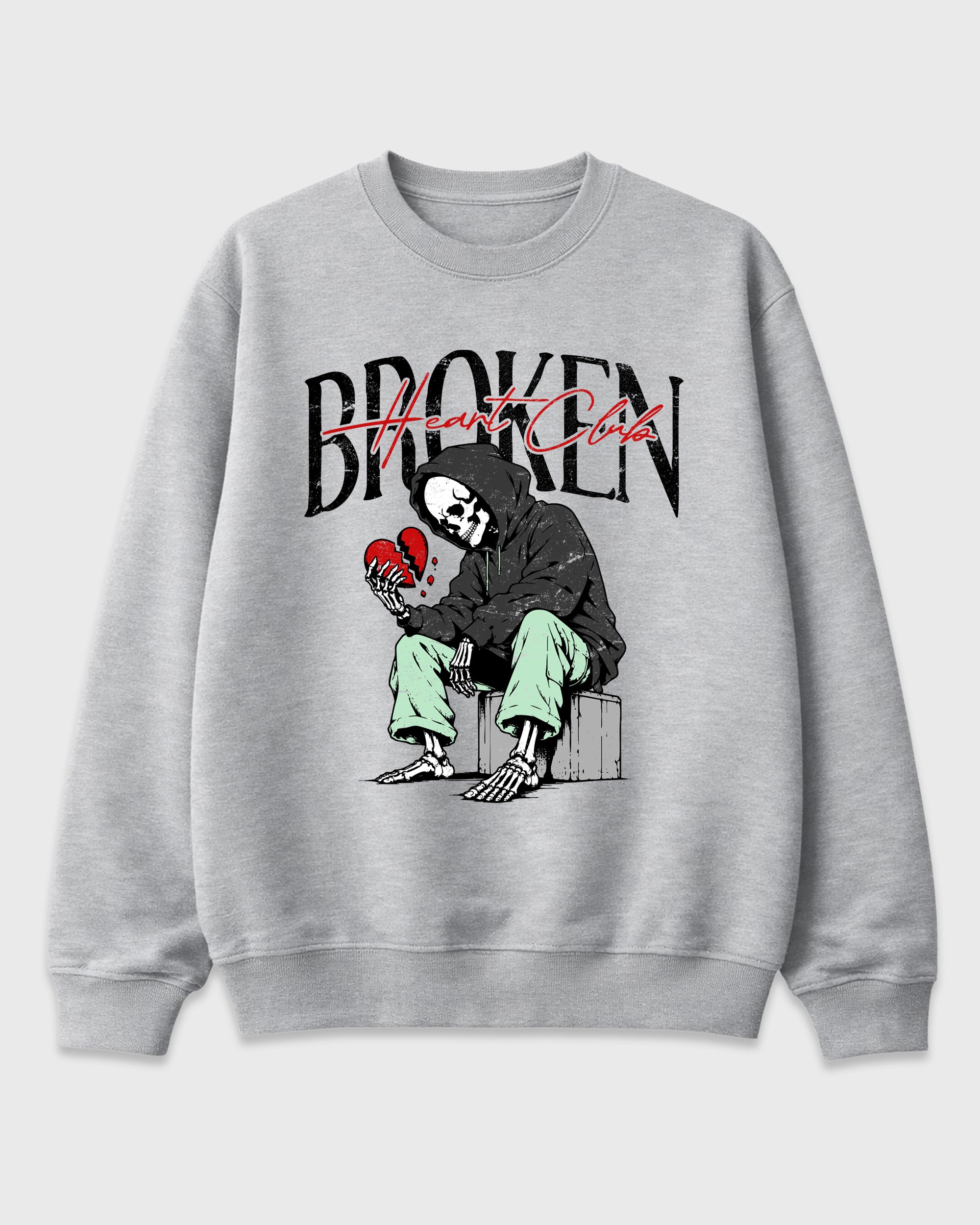 Broken Heart Club Graphic T-Shirt featuring original streetwear artwork designed to match the Air Jordan 5 Halloween. Heather Grey 2 Graphic Tee.