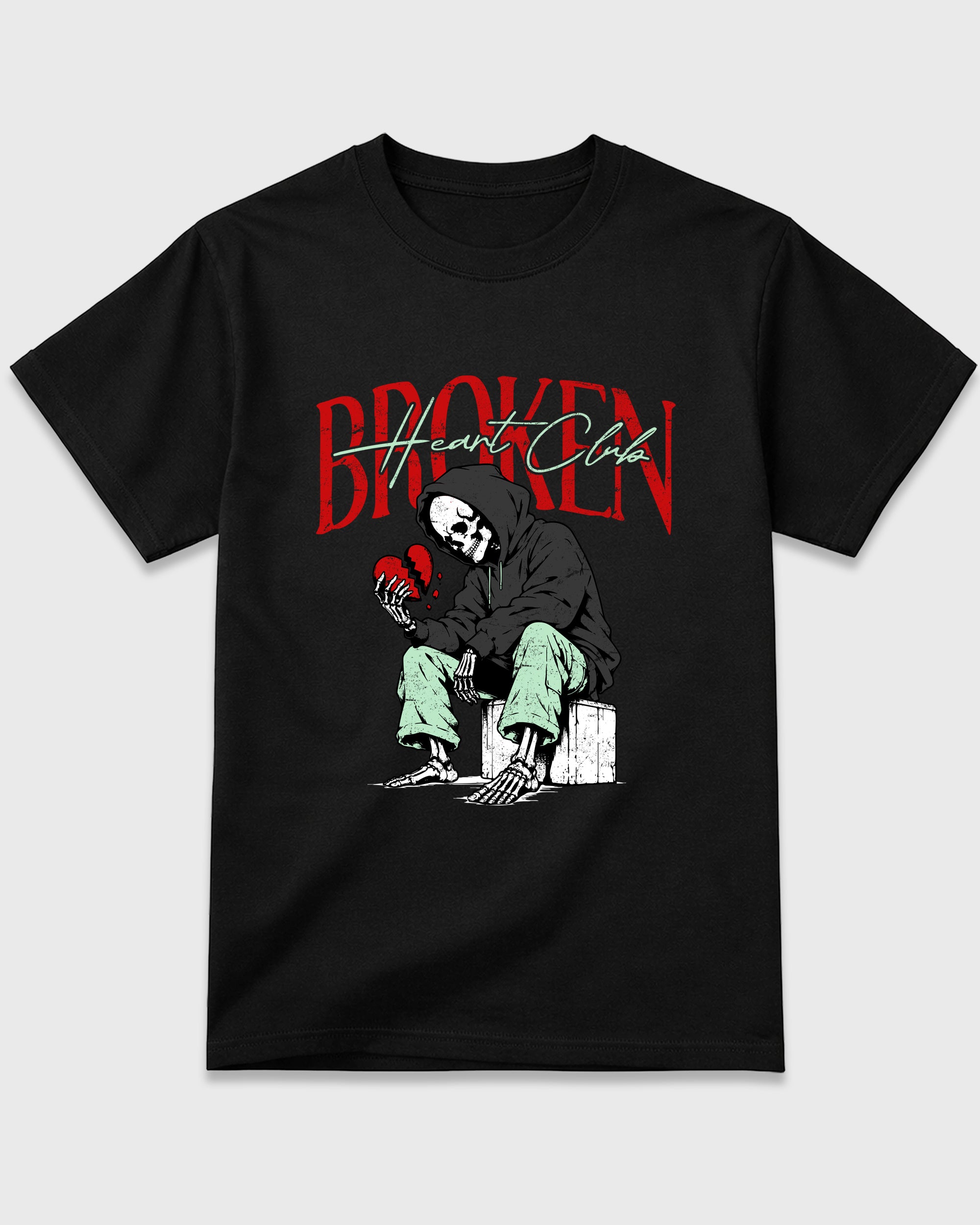 Broken Heart Club Graphic T-Shirt featuring original streetwear artwork designed to match the Air Jordan 5 Halloween. Black 2 Graphic T-Shirt.