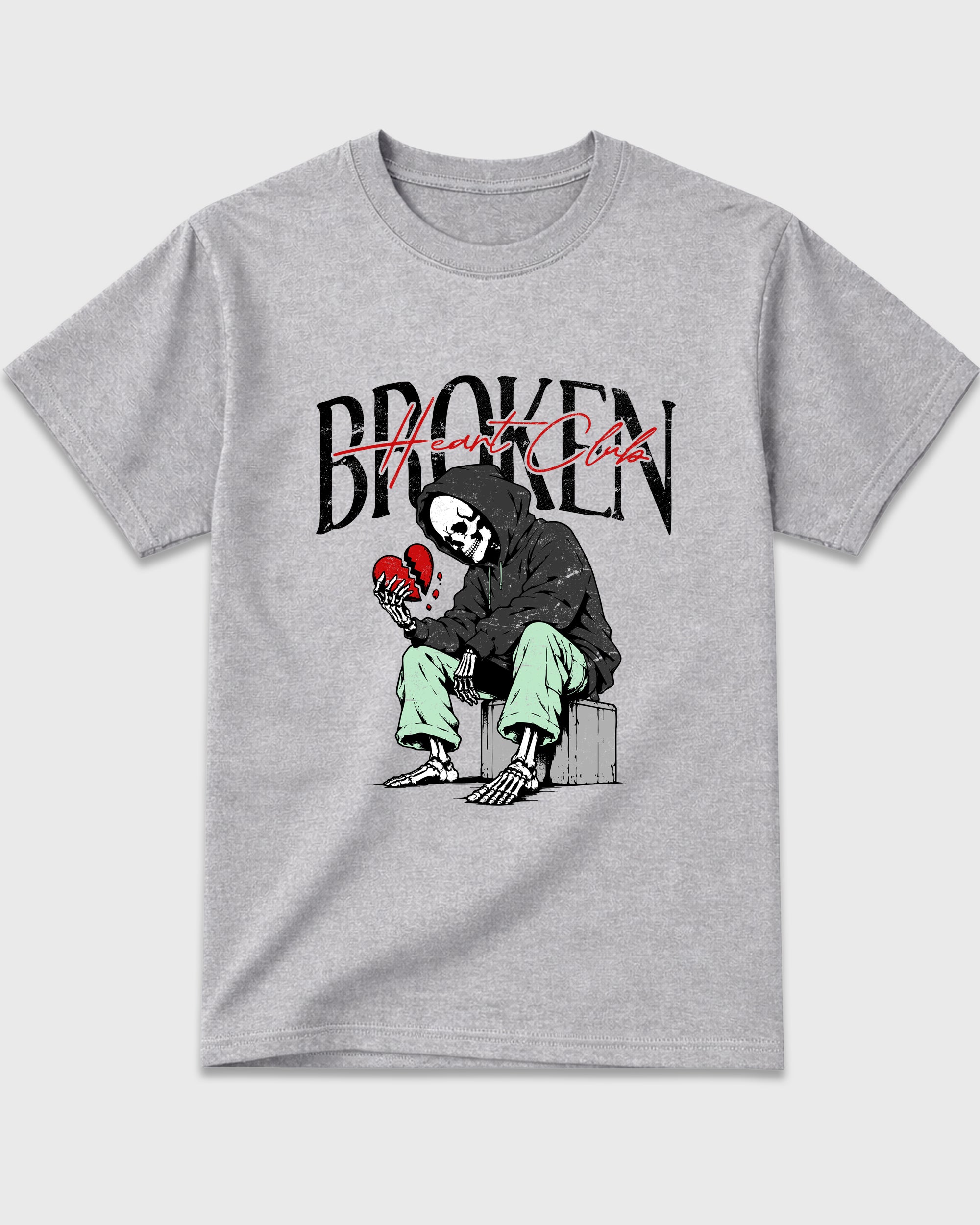 Broken Heart Club Graphic T-Shirt featuring original streetwear artwork designed to match the Air Jordan 5 Halloween. Heather Grey 2 Graphic T-Shirt.