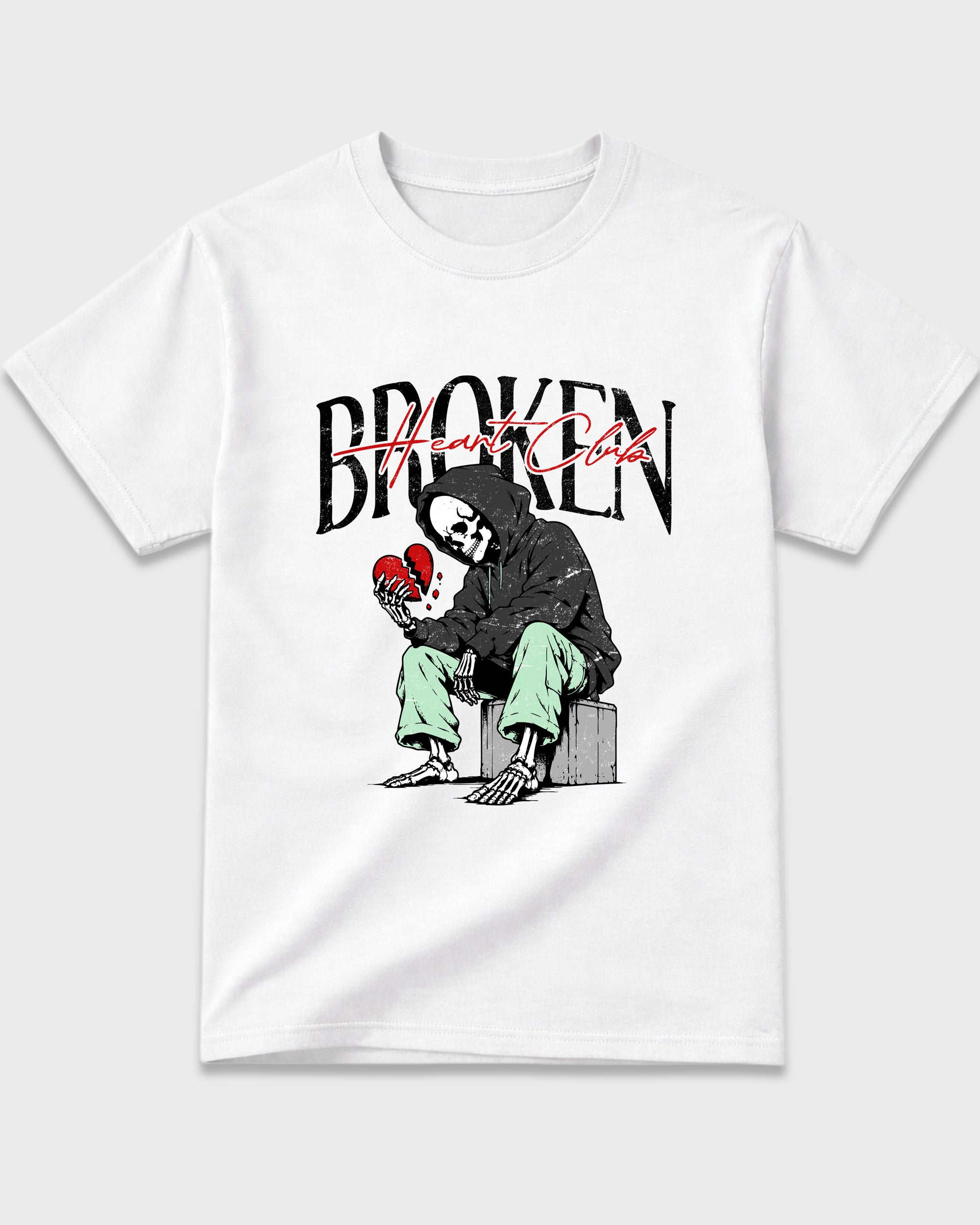 Broken Heart Club Graphic T-Shirt featuring original streetwear artwork designed to match the Air Jordan 5 Halloween. White 2 Graphic T-Shirt.
