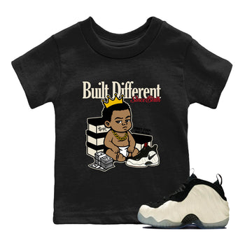 Sneaker Threads – Sneaker Tees To Match Air Foamposite One Pearl – Built Different Since Birth Youth Graphic Tee Black 1. Perfect for Jordan releases 2025 colorways.