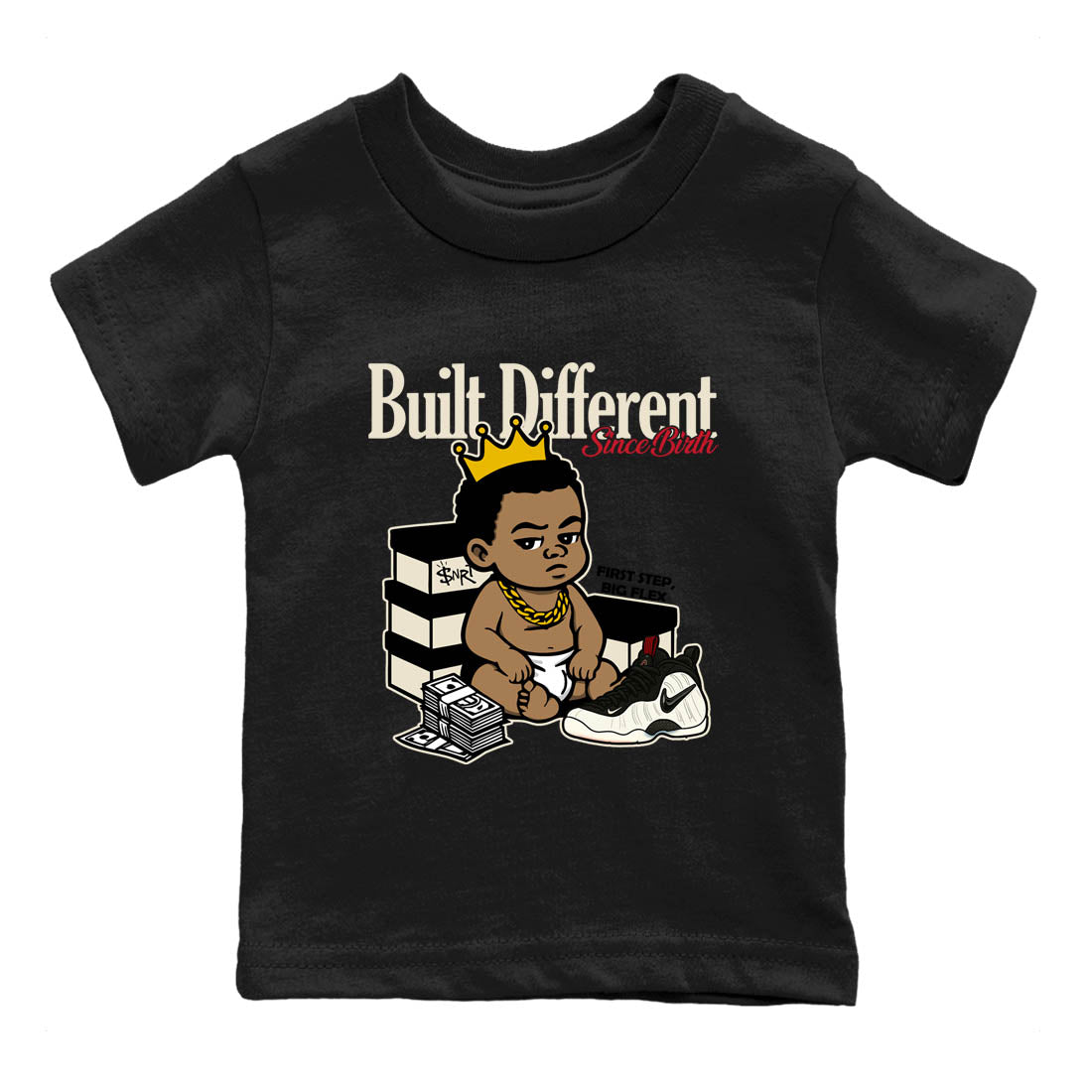 Sneaker Threads – Sneaker Tees To Match Air Foamposite One Pearl – Built Different Since Birth Youth Graphic Tee Black 2. Perfect for Jordan releases 2025 colorways.