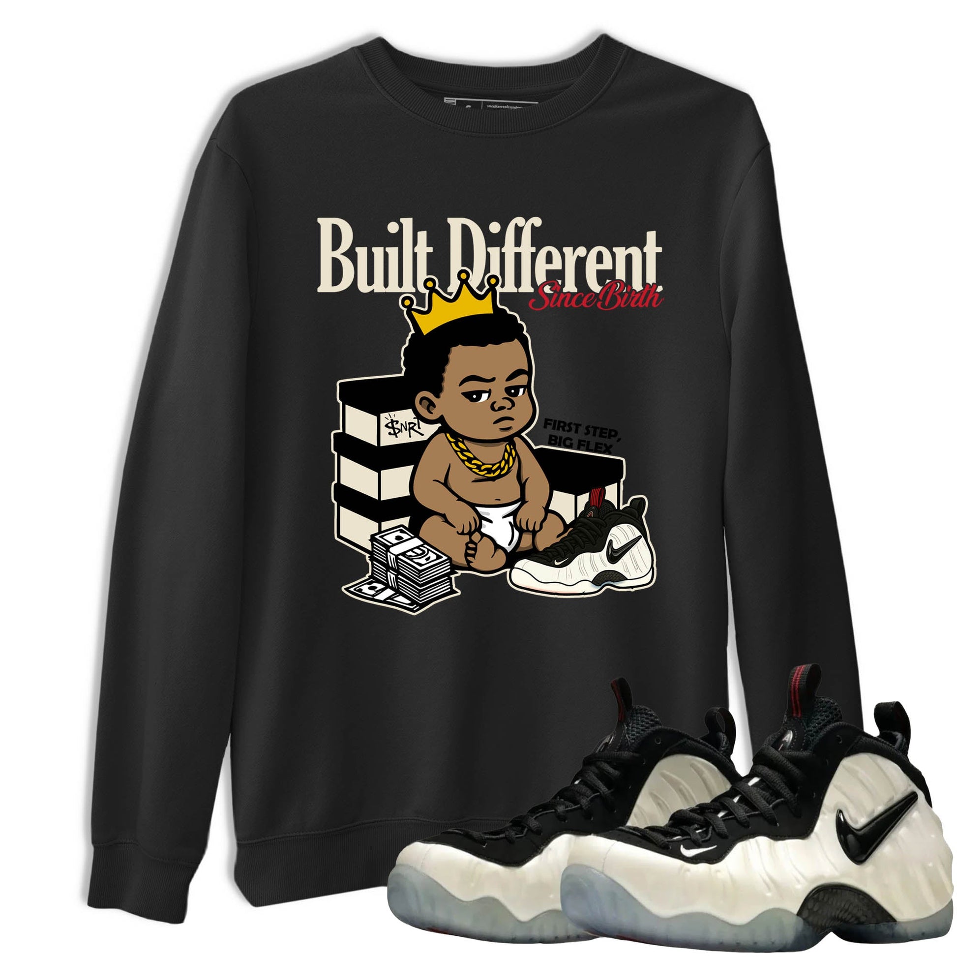 Sneaker Threads – Sneaker Tees To Match Air Foamposite One Pearl – Built Different Since Birth Graphic Tee Black 1. Perfect for Jordan releases 2025 colorways.
