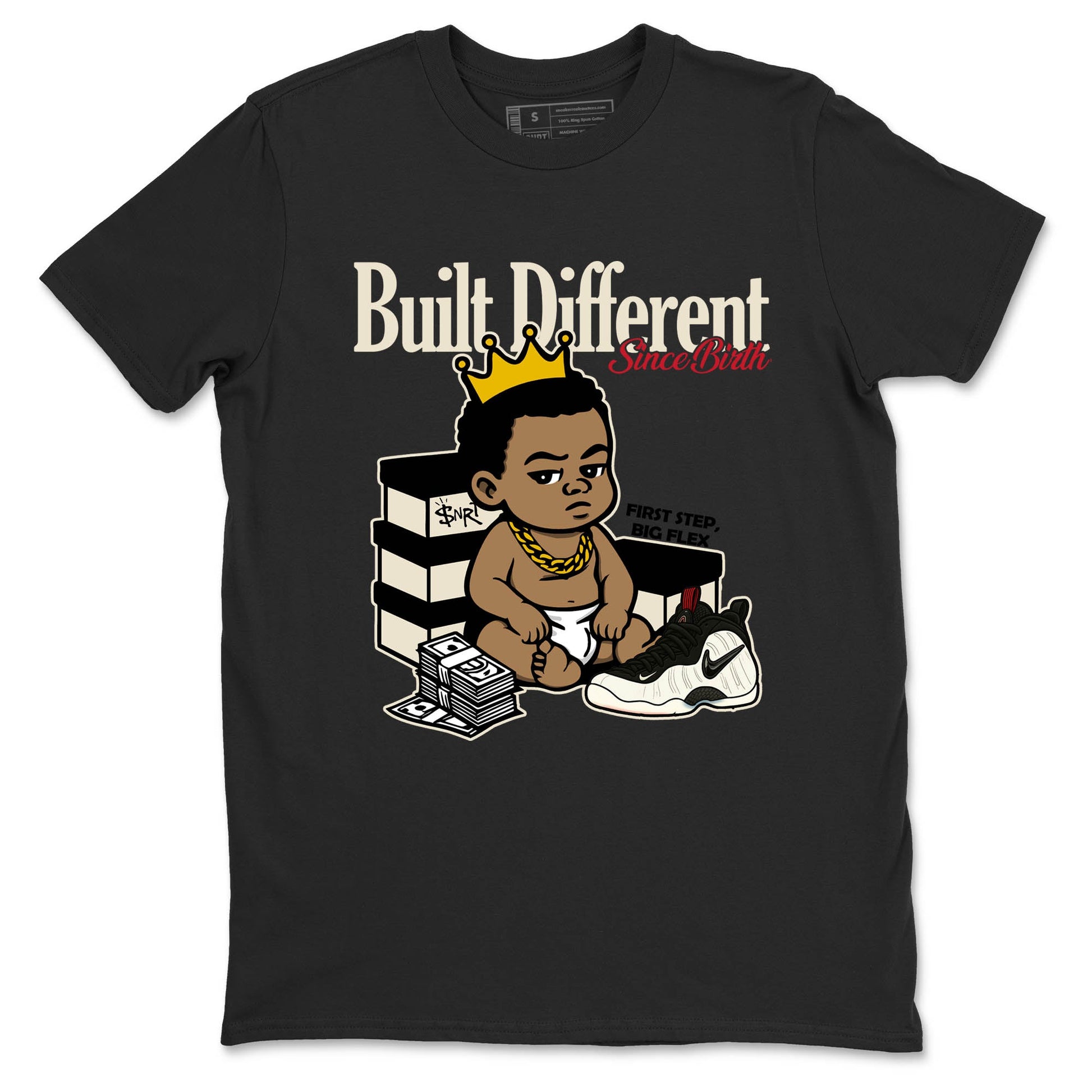Sneaker Threads – Sneaker Tees To Match Air Foamposite One Pearl – Built Different Since Birth Graphic Tee Black 2. Perfect for Jordan releases 2025 colorways.