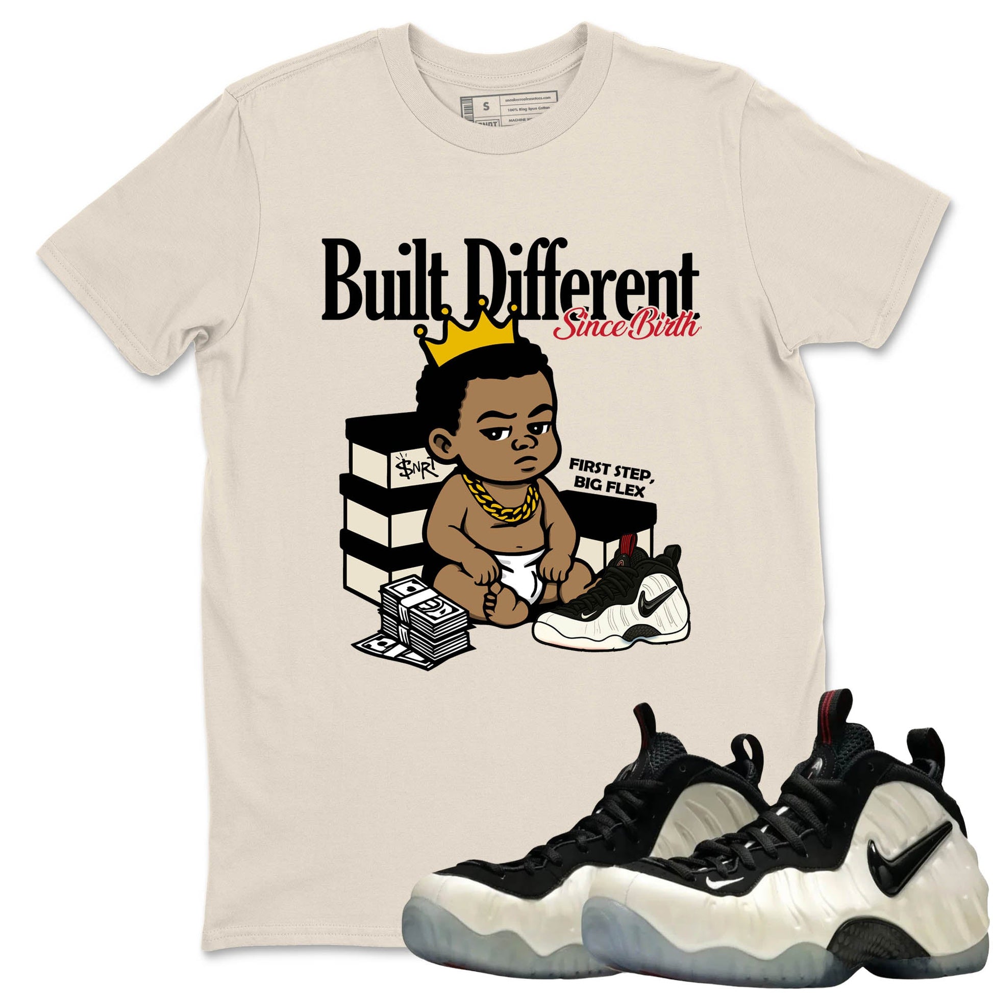 Sneaker Threads – Sneaker Tees To Match Air Foamposite One Pearl – Built Different Since Birth Graphic Tee Natural 1. Perfect for Jordan releases 2025 colorways.