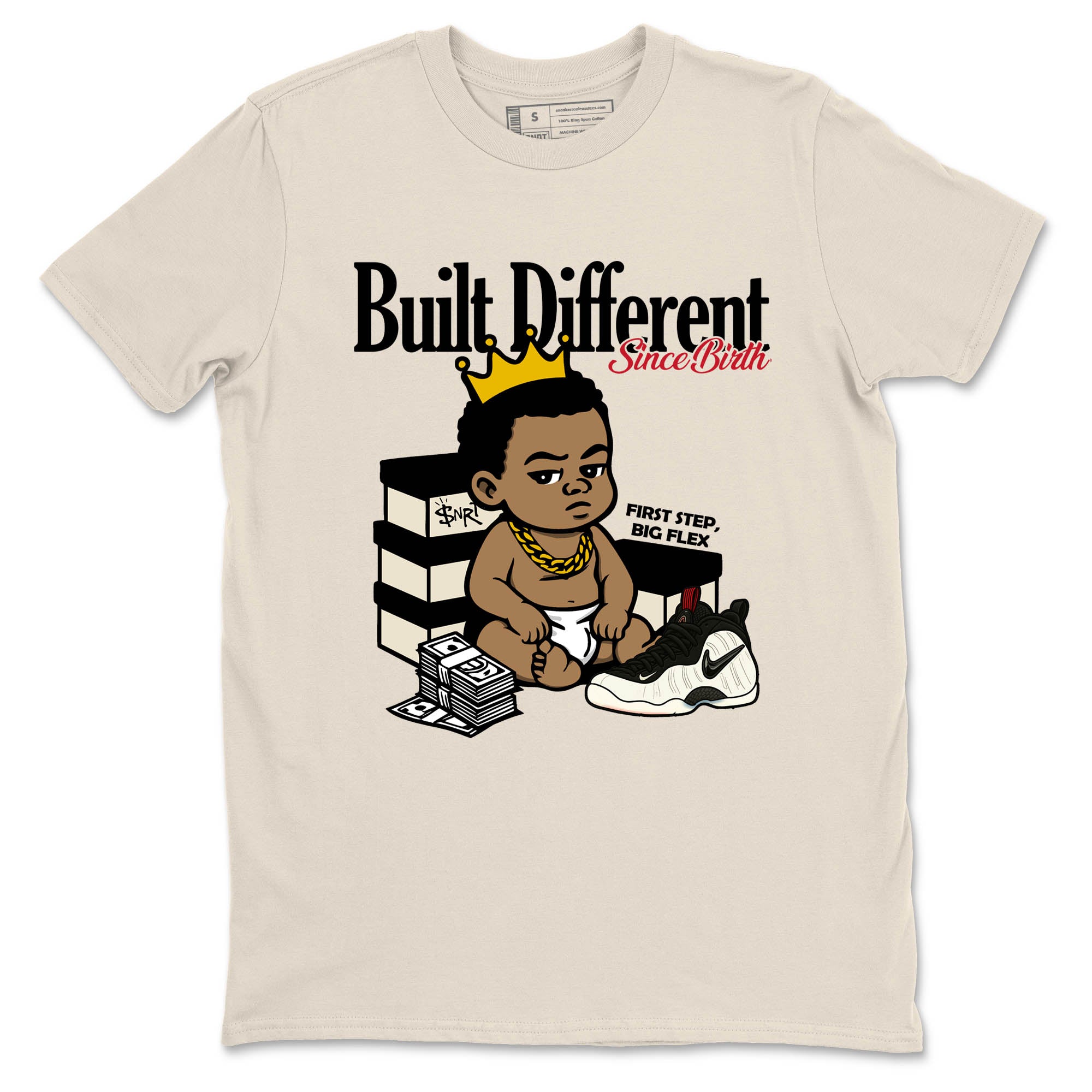 Sneaker Threads – Sneaker Tees To Match Air Foamposite One Pearl – Built Different Since Birth Graphic Tee Natural 2. Perfect for Jordan releases 2025 colorways.