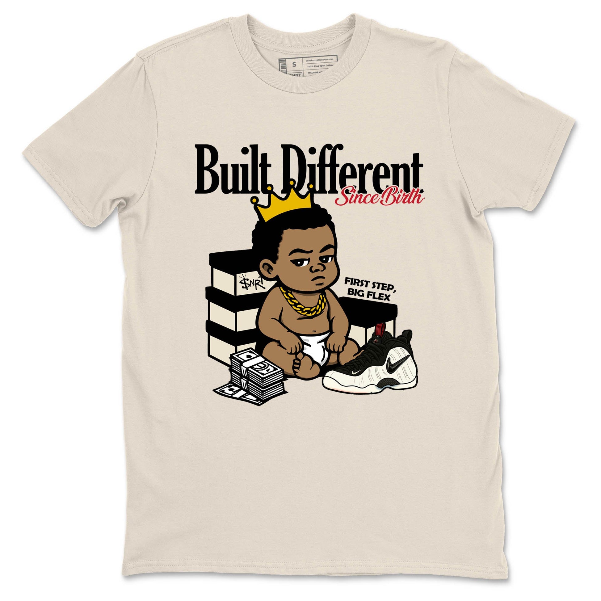 Sneaker Threads – Sneaker Tees To Match Air Foamposite One Pearl – Built Different Since Birth Graphic Tee Natural 2. Perfect for Jordan releases 2025 colorways.
