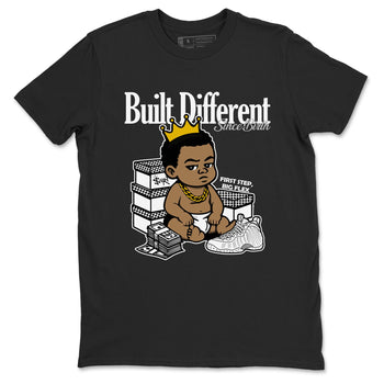 Built Different Since Birth sneaker match t-shirt styled to complete your fit with the Air Foamposite One Triple White sneakers, shown in Black 2.