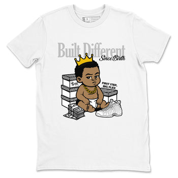 Built Different Since Birth sneaker match t-shirt styled to complete your fit with the Air Foamposite One Triple White sneakers, shown in White 2.