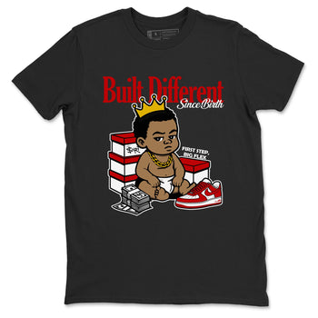 Built Different Since Birth sneaker match t-shirt styled to complete your fit with the Air Force 1 University Red sneakers, shown in Black 2.