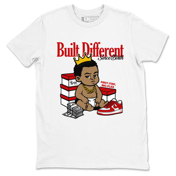 Built Different Since Birth sneaker match t-shirt styled to complete your fit with the Air Force 1 University Red sneakers, shown in White 2.