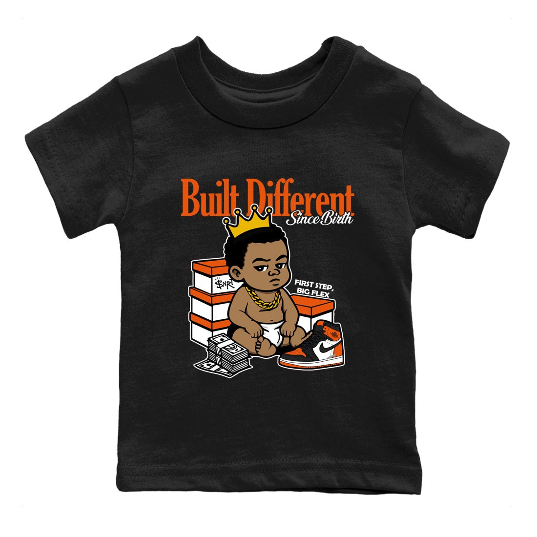 Sneaker match tees – Sneaker Tees To Match Air Jordan 1 Shattered Backboard Shoes – Built Different Since Birth Kids T-Shirt Black 2