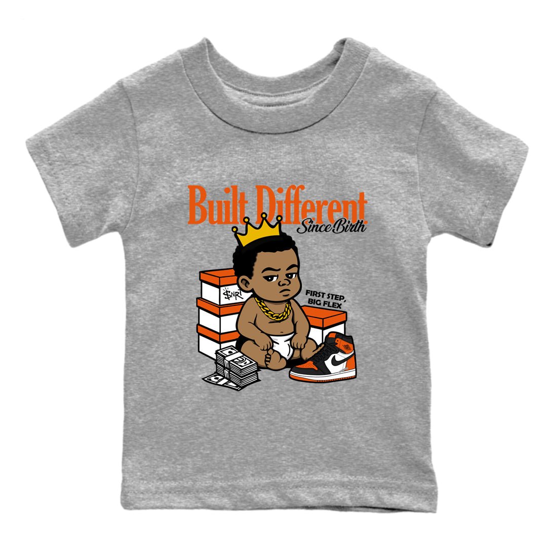 Sneaker match tees – Sneaker Tees To Match Air Jordan 1 Shattered Backboard Shoes – Built Different Since Birth Kids T-Shirt Heather Grey 2
