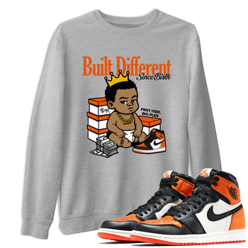 Sneaker match tees – Sneaker Tees To Match Air Jordan 1 Shattered Backboard Shoes – Built Different Since Birth Tee Heather Grey 1