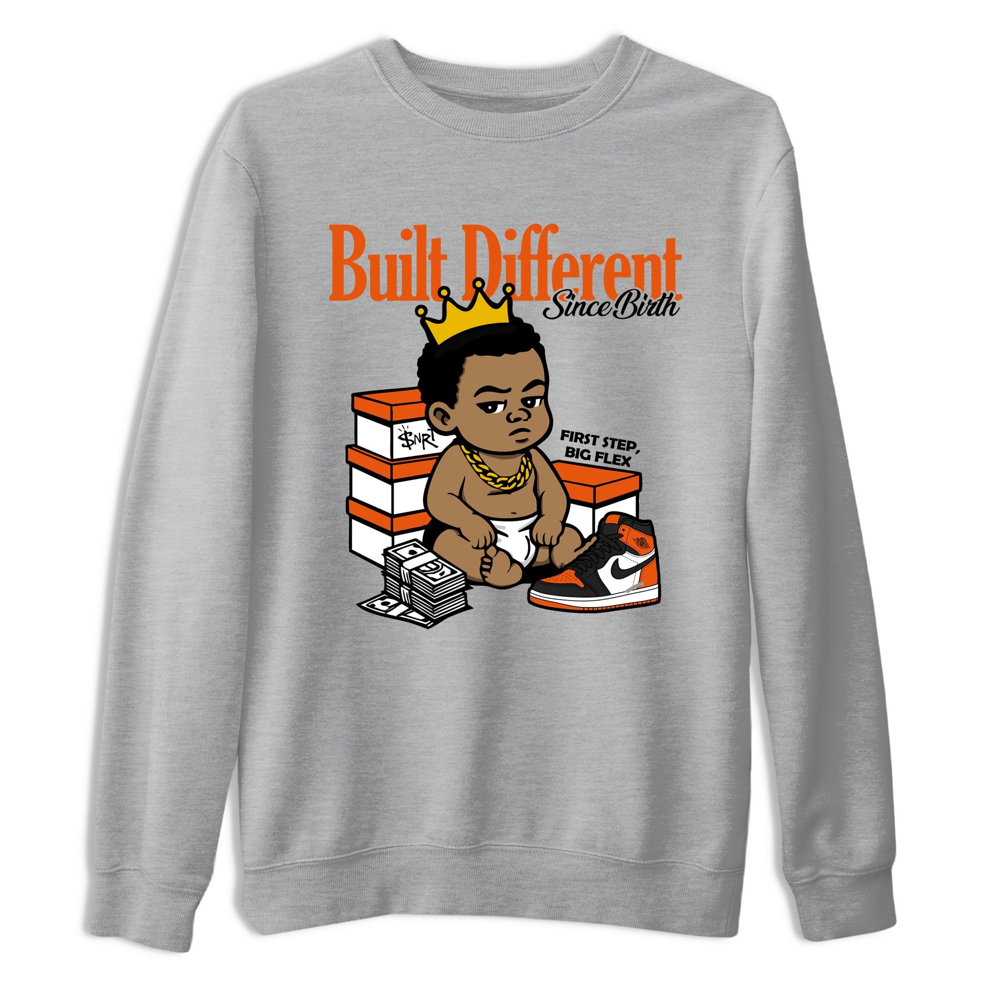 Sneaker match tees – Sneaker Tees To Match Air Jordan 1 Shattered Backboard Shoes – Built Different Since Birth Tee Heather Grey 2
