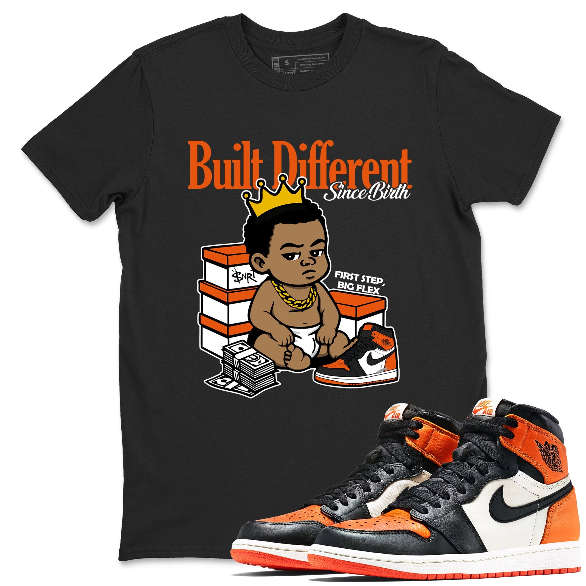 Sneaker match tees – Sneaker Tees To Match Air Jordan 1 Shattered Backboard Shoes – Built Different Since Birth Tee Black 1