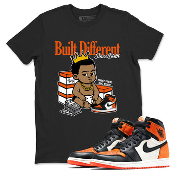 Sneaker match tees – Sneaker Tees To Match Air Jordan 1 Shattered Backboard Shoes – Built Different Since Birth Tee Black 1
