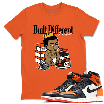 Sneaker match tees – Sneaker Tees To Match Air Jordan 1 Shattered Backboard Shoes – Built Different Since Birth Tee Orange 1