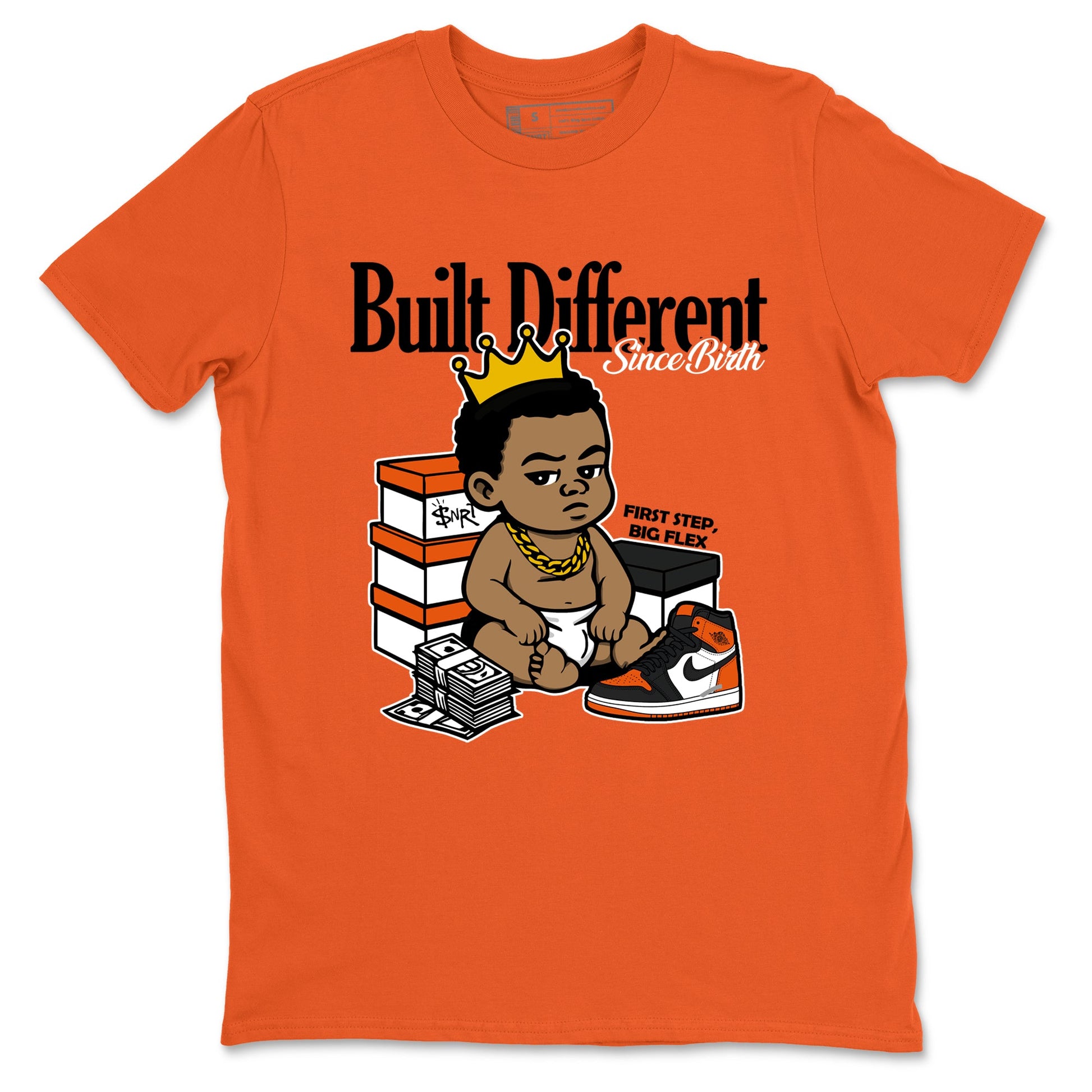 Sneaker match tees – Sneaker Tees To Match Air Jordan 1 Shattered Backboard Shoes – Built Different Since Birth Tee Orange 2