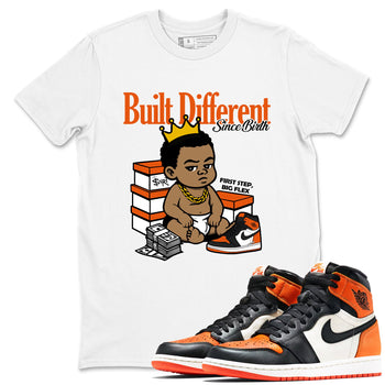 Sneaker match tees – Sneaker Tees To Match Air Jordan 1 Shattered Backboard Shoes – Built Different Since Birth Tee White 1