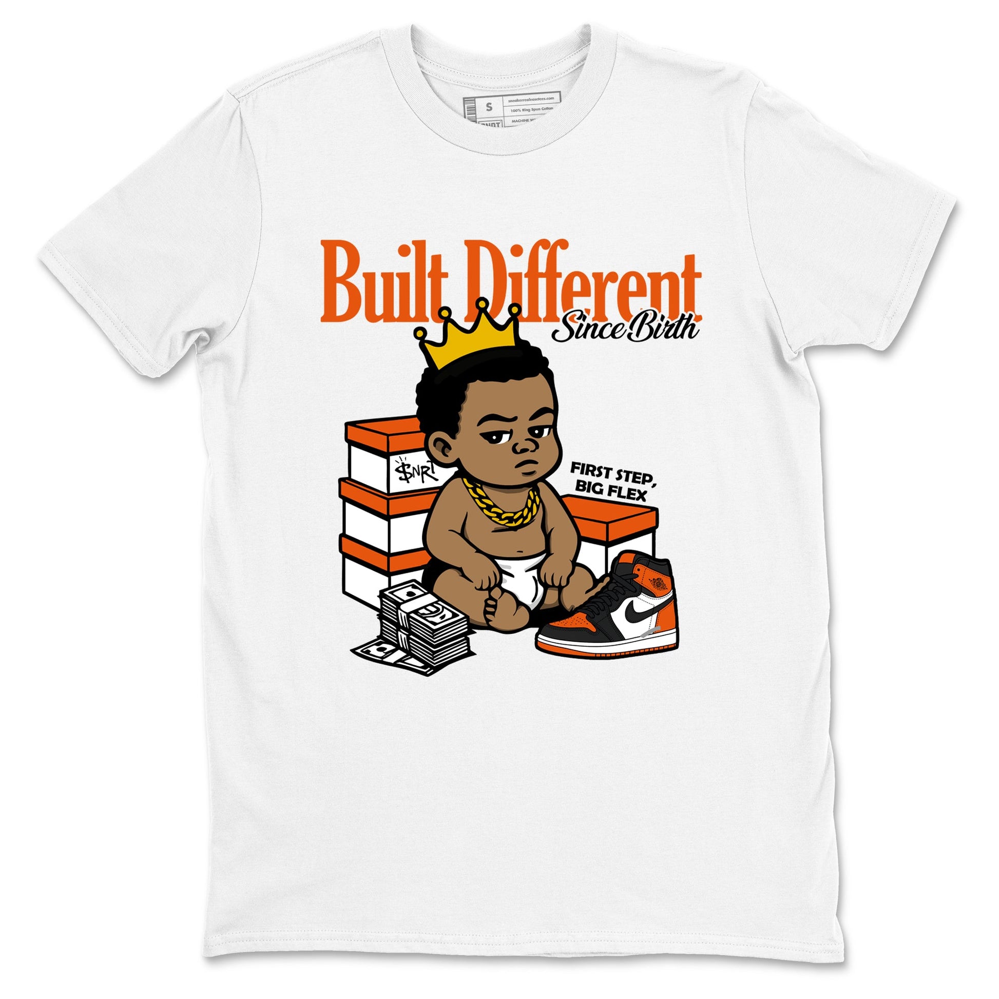 Sneaker match tees – Sneaker Tees To Match Air Jordan 1 Shattered Backboard Shoes – Built Different Since Birth Tee White 2