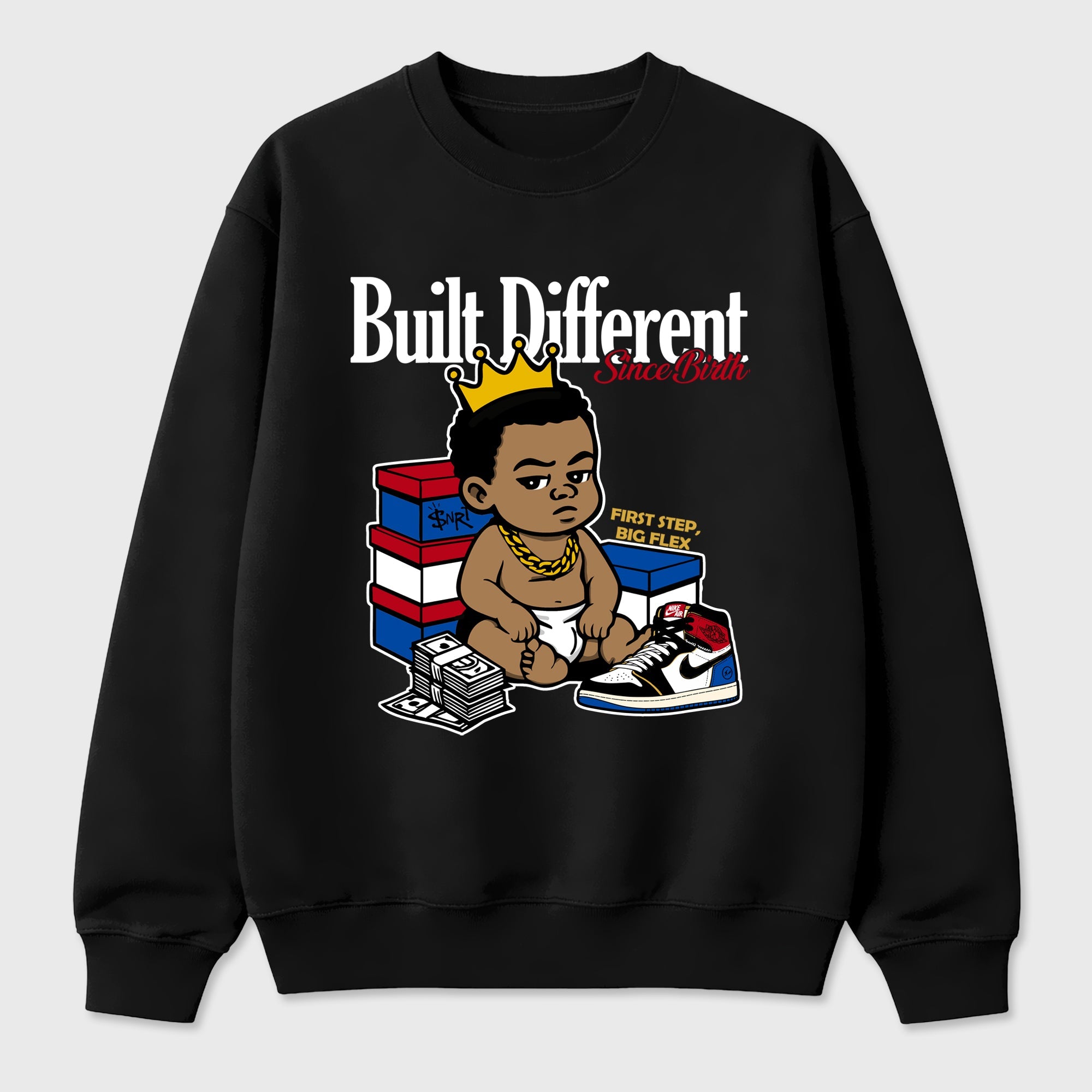 Sneaker match tees – Sneaker Tees To Match Air Jordan 1 Union x Fragment Shoes – Built Different Since Birth Tee Black 2