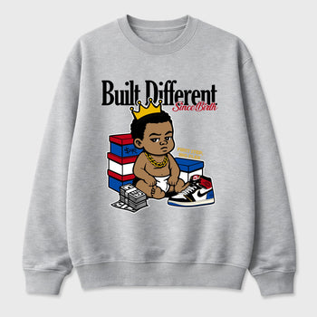 Sneaker match tees – Sneaker Tees To Match Air Jordan 1 Union x Fragment Shoes – Built Different Since Birth Tee Heather Grey 2