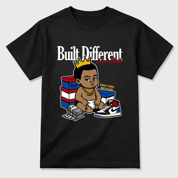 Sneaker match tees – Sneaker Tees To Match Air Jordan 1 Union x Fragment Shoes – Built Different Since Birth Tee Black 2