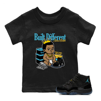 Sneaker match tees – Sneaker Tees To Match Air Jordan 11 Gamma Shoes – Built Different Since Birth Kids T-Shirt Black 1