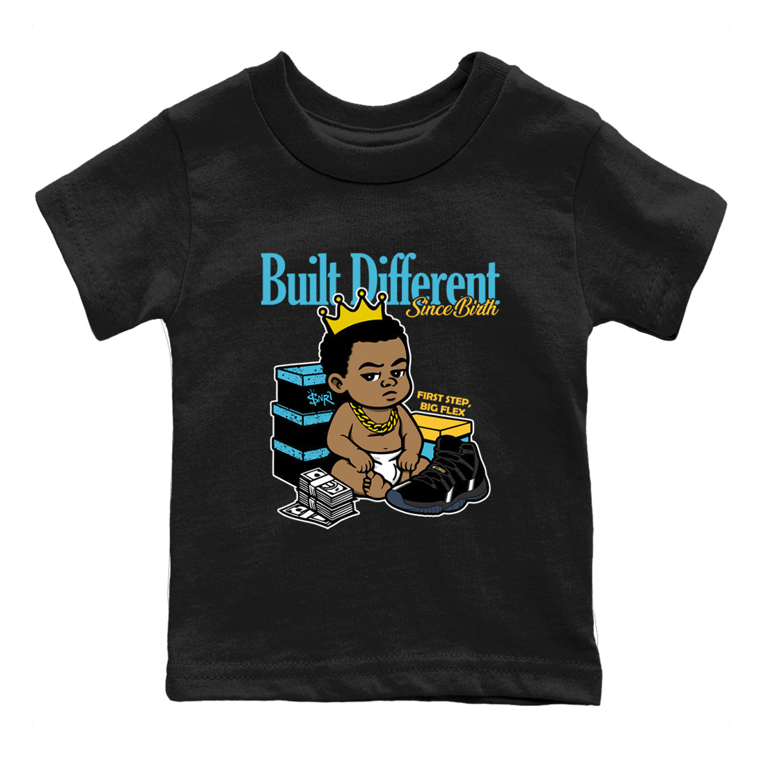 Sneaker match tees – Sneaker Tees To Match Air Jordan 11 Gamma Shoes – Built Different Since Birth Kids T-Shirt Black 2