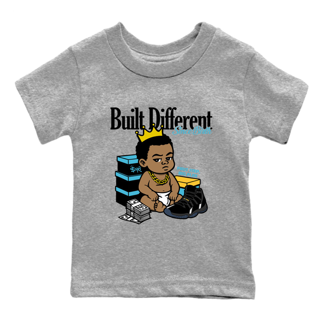 Sneaker match tees – Sneaker Tees To Match Air Jordan 11 Gamma Shoes – Built Different Since Birth Kids T-Shirt Heather Grey 2
