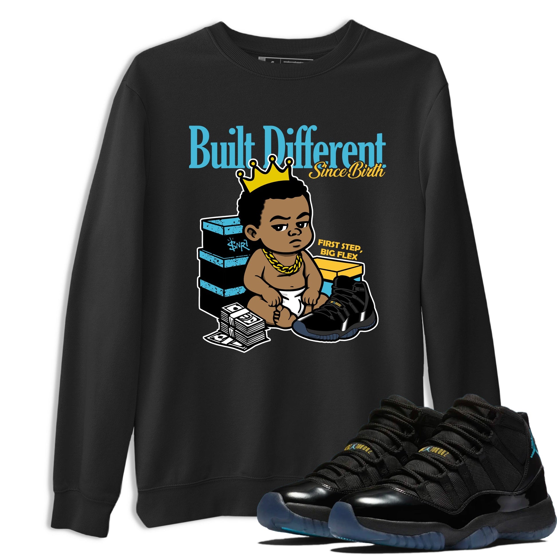 Sneaker match tees – Sneaker Tees To Match Air Jordan 11 Gamma Shoes – Built Different Since Birth Tee Black 1