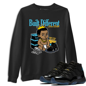 Sneaker match tees – Sneaker Tees To Match Air Jordan 11 Gamma Shoes – Built Different Since Birth Tee Black 1