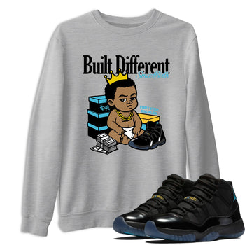 Sneaker match tees – Sneaker Tees To Match Air Jordan 11 Gamma Shoes – Built Different Since Birth Tee Heather Grey 1