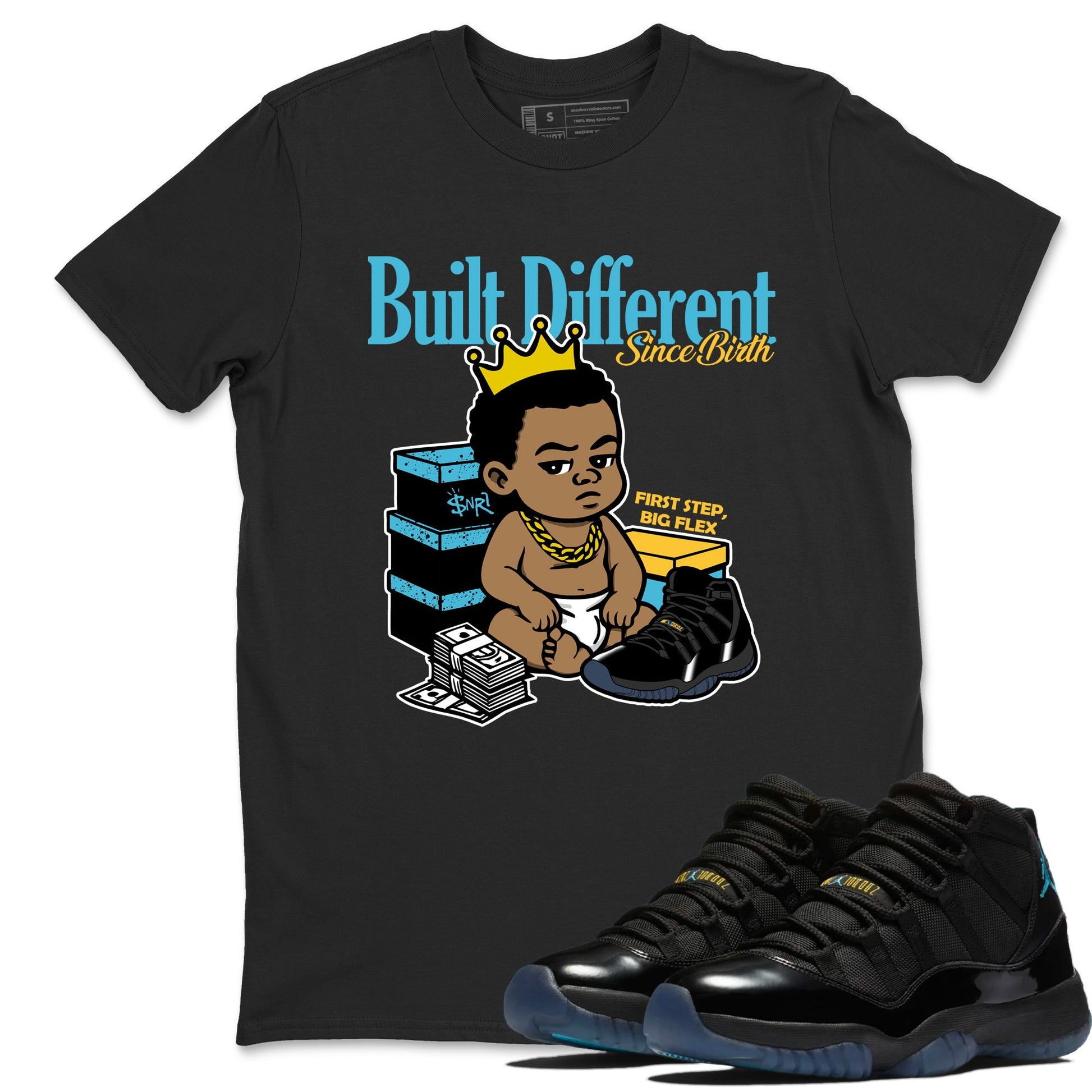Sneaker match tees – Sneaker Tees To Match Air Jordan 11 Gamma Shoes – Built Different Since Birth Tee Black 1