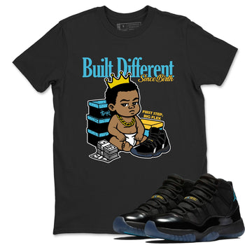 Sneaker match tees – Sneaker Tees To Match Air Jordan 11 Gamma Shoes – Built Different Since Birth Tee Black 1