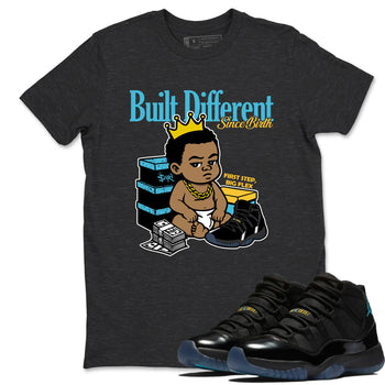 Sneaker match tees – Sneaker Tees To Match Air Jordan 11 Gamma Shoes – Built Different Since Birth Tee Charcoal Heather 1