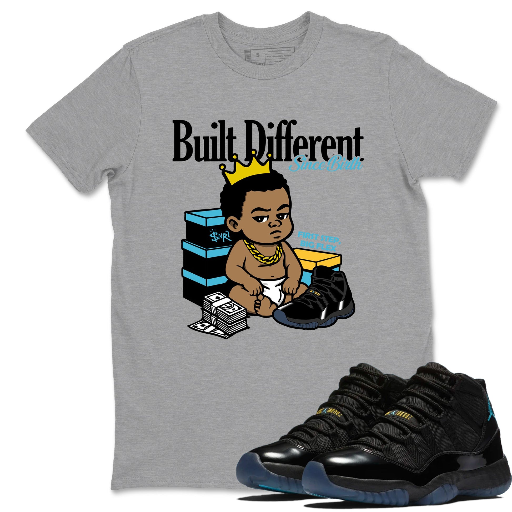 Sneaker match tees – Sneaker Tees To Match Air Jordan 11 Gamma Shoes – Built Different Since Birth Tee Heather Grey 1