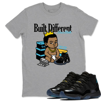Sneaker match tees – Sneaker Tees To Match Air Jordan 11 Gamma Shoes – Built Different Since Birth Tee Heather Grey 1