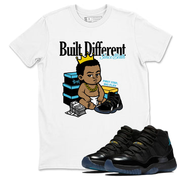 Sneaker match tees – Sneaker Tees To Match Air Jordan 11 Gamma Shoes – Built Different Since Birth Tee White 1