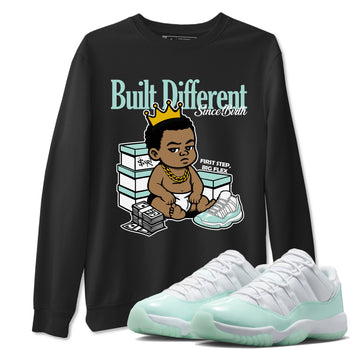 Built Different Since Birth sneaker match t-shirt styled to complete your fit with the Air Jordan 11 Igloo sneakers, shown in Black 1.