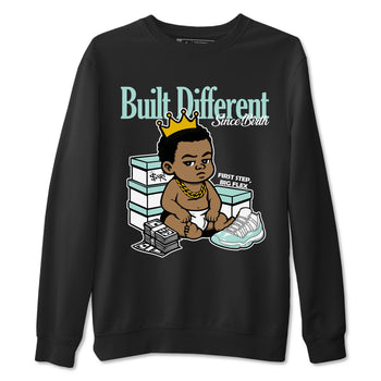 Built Different Since Birth sneaker match t-shirt styled to complete your fit with the Air Jordan 11 Igloo sneakers, shown in Black 2.