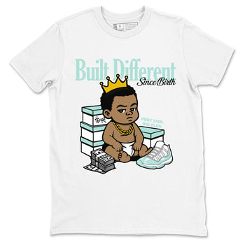 Built Different Since Birth sneaker match t-shirt styled to complete your fit with the Air Jordan 11 Igloo sneakers, shown in White 2.
