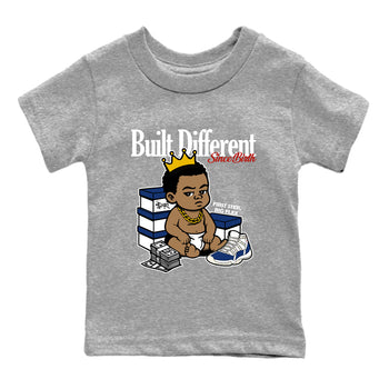 Sneaker match tees – Sneaker Threads To Match Air Jordan 11 Rare Air Shoes – Built Different Since Birth Kids T-Shirt Heather Grey 2