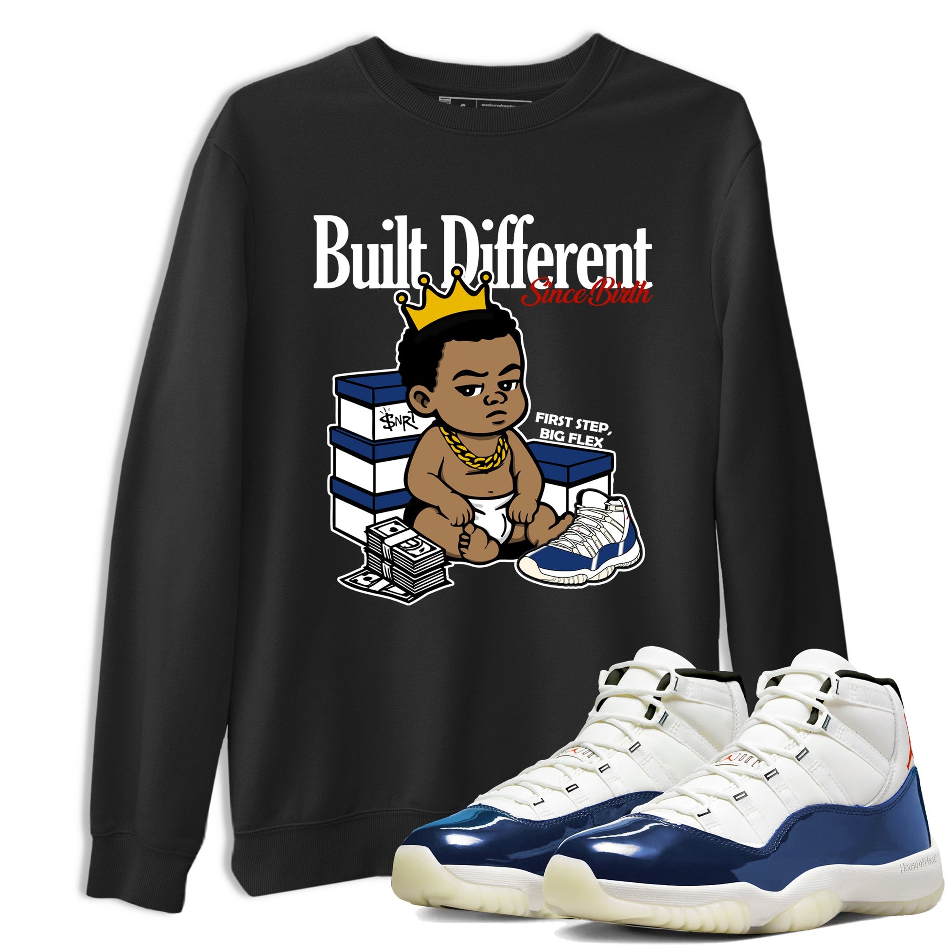Sneaker match tees – Sneaker Threads To Match Air Jordan 11 Rare Air Shoes – Built Different Since Birth Tee Black 1