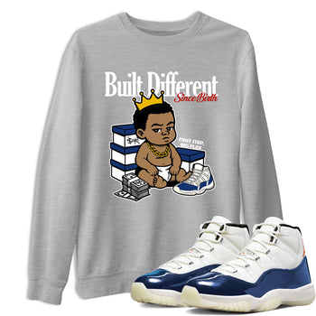 Sneaker match tees – Sneaker Threads To Match Air Jordan 11 Rare Air Shoes – Built Different Since Birth Tee Heather Grey 1