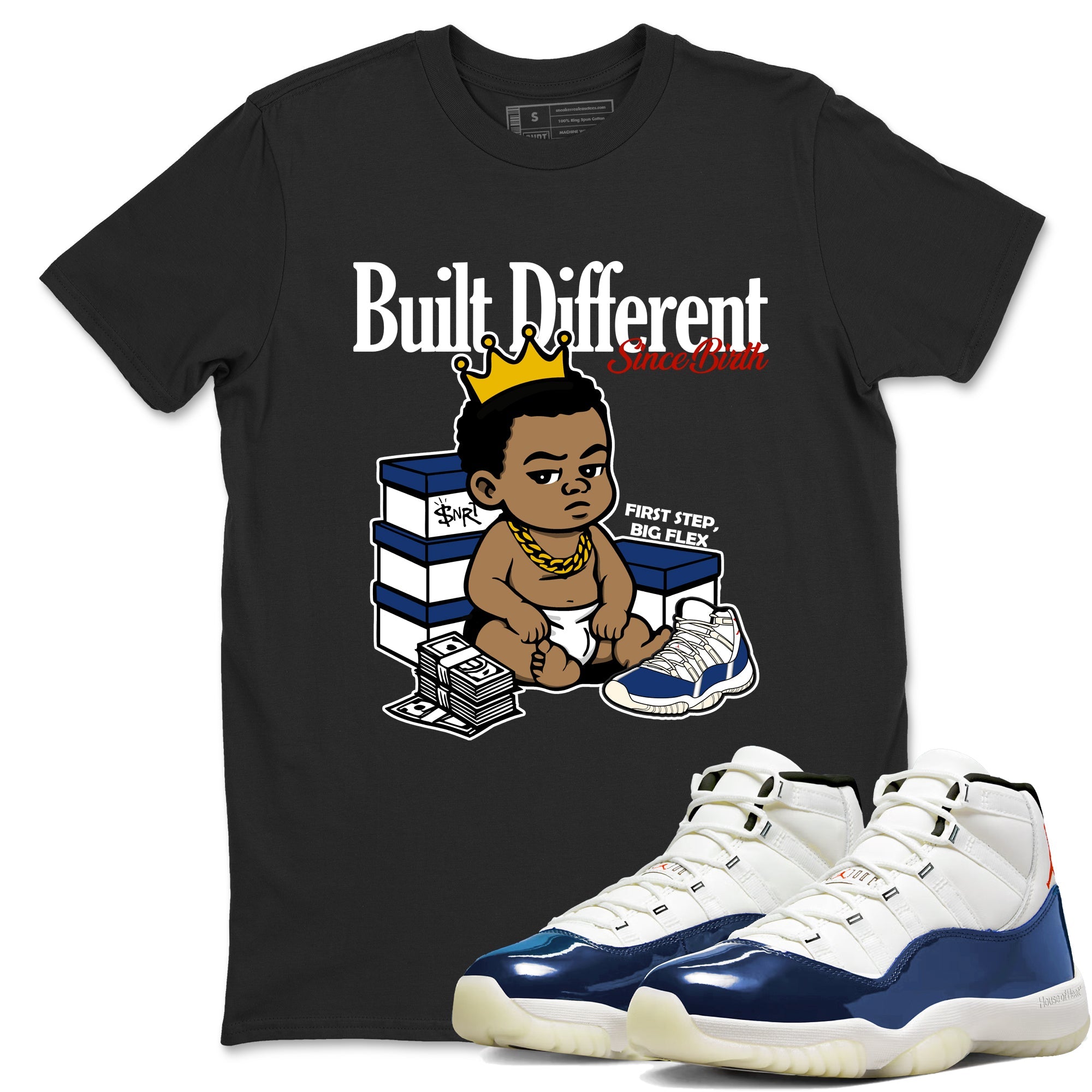 Sneaker match tees – Sneaker Threads To Match Air Jordan 11 Rare Air Shoes – Built Different Since Birth Tee Black 1