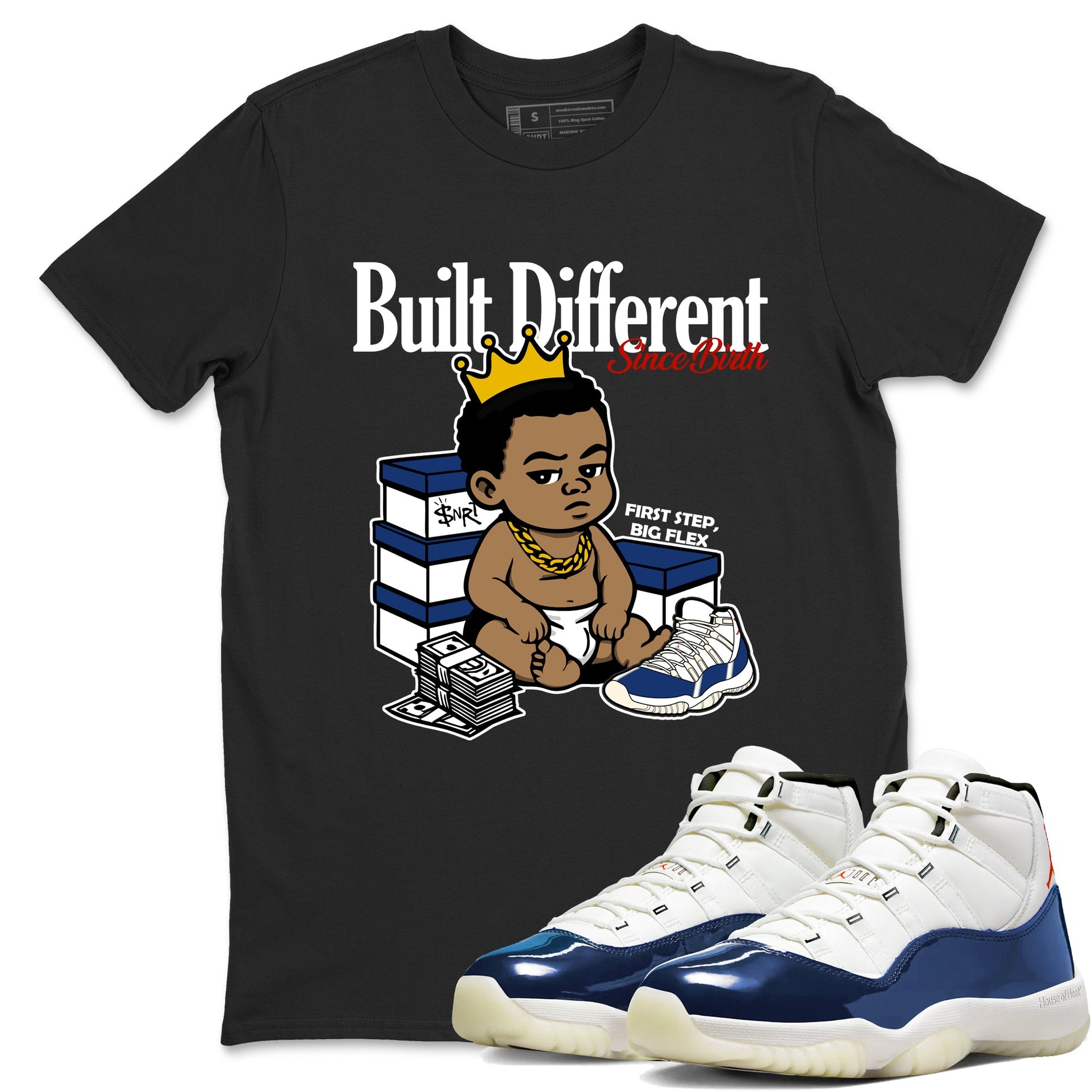 Sneaker match tees – Sneaker Threads To Match Air Jordan 11 Rare Air Shoes – Built Different Since Birth Tee Black 1