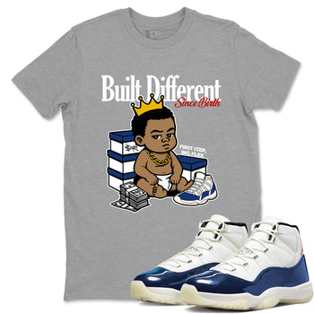 Sneaker match tees – Sneaker Threads To Match Air Jordan 11 Rare Air Shoes – Built Different Since Birth Tee Heather Grey 1